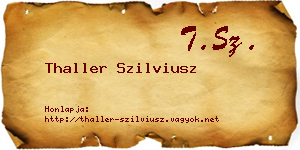 Thaller Szilviusz névjegykártya